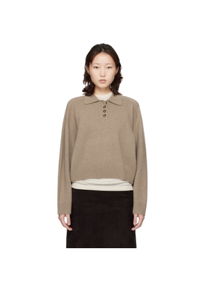 Loulou de Saison Taupe Homere LDS Cashmere Polo Sweater