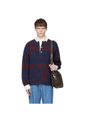 Dries Van Noten Navy & Burgundy Jacquard Polo