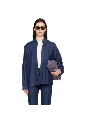 AMI Paris Blue Denim Cotton Ami de Coeur Shirt