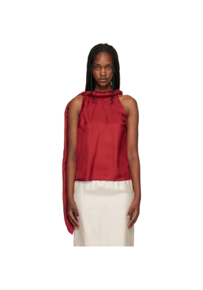 Loulou de Saison Orange Wilma Twisted Collar Blouse
