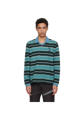 Craig Green Blue Fred Perry Edition Overprint Long Sleeve Henley Polo