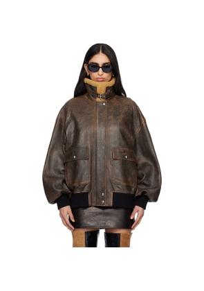 KHAITE Brown Sandor Leather Jacket