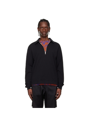 Dries Van Noten Beige & Black Printed Reversible Polo