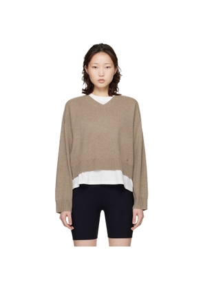 Loulou de Saison Taupe Anzor LDS Cashmere V Neck Sweater