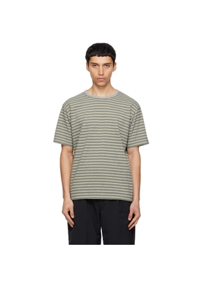 nanamica Khaki & Gray COOLMAX Stripe Jersey T-shirt