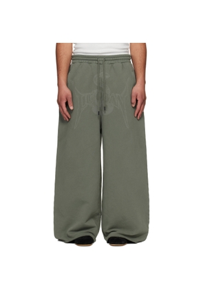 LU'U DAN Green Raw-Cut Bontan Sweatpants