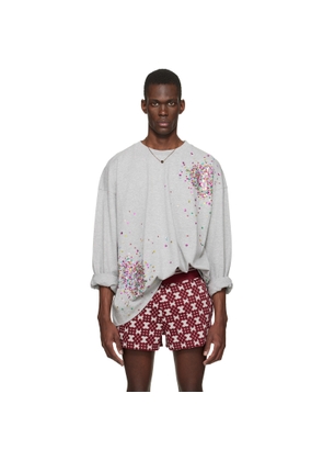 Dries Van Noten Gray Embellished Long Sleeve T-shirt