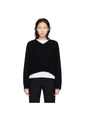 Loulou de Saison Black Anzor LDS Cashmere V Neck Sweater