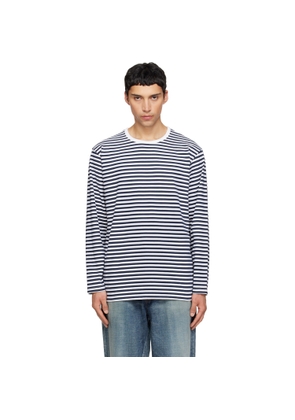 nanamica Navy & White COOLMAX Stripe Jersey L/S T-shirt