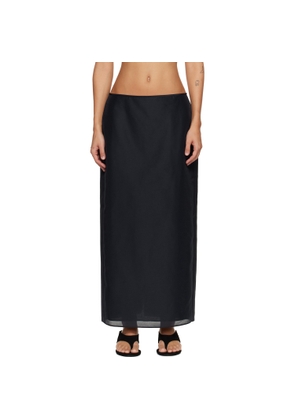 LE17SEPTEMBRE Navy Sheer Structured Midi Skirt