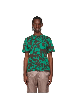 Dries Van Noten Green & Brown Printed Cotton T-shirt