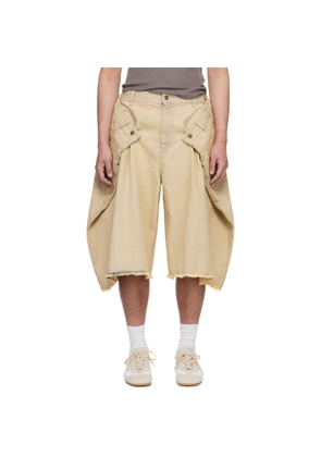 LU'U DAN Off-White Maxi Denim Shorts