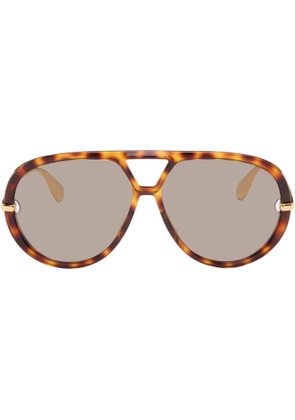 Bottega Veneta Brown & Gold Classic Aviator Sunglasses
