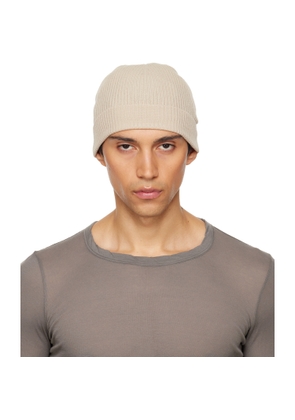 Rick Owens Beige Temple Ribbed Beanie