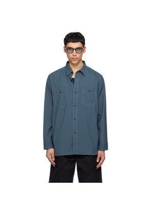 nanamica Navy Polyester Wool Field Shirt