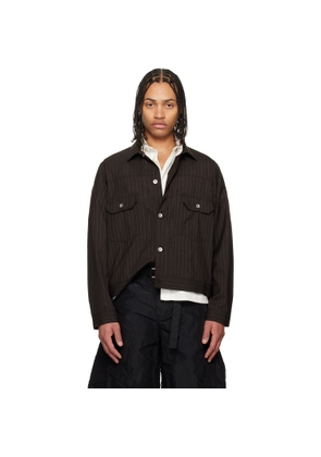 sacai Brown Chalk Stripe Jacket