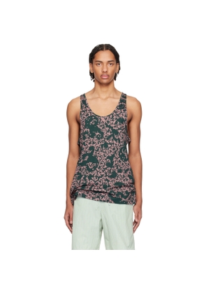 Dries Van Noten Green & Pink Floral Tank Top
