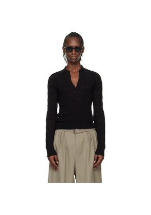 Dries Van Noten Black Knit Polo