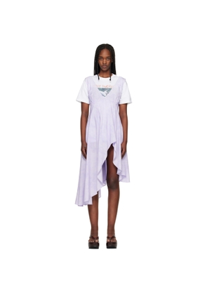 Collina Strada Purple Lilac Floral Scribble Tulip Midi Dress