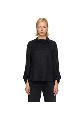 Citizens of Humanity Black Kayla Shrunken Linen Shirt