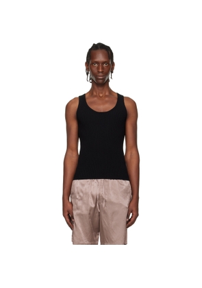 Dries Van Noten Black Rib Knit Tank Top