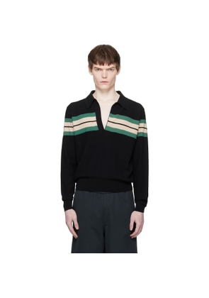 Dries Van Noten Black Block Stripe Polo