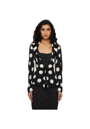 Junya Watanabe Black & Off-White Printed Georgette Blazer