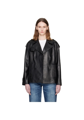 MACKAGE Black DOLORES Double-Breasted Leather Jacket