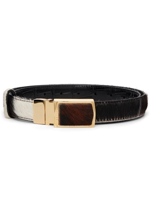 NULLUS Brown Ponyhair Calfskin Reversible Belt