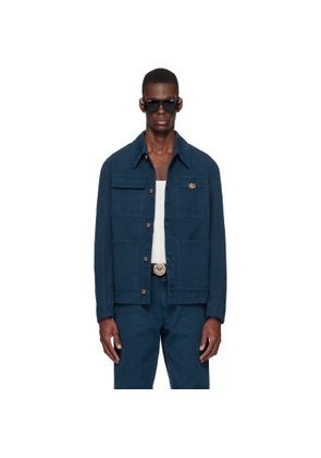 Versace Navy Overdyed Canvas Carpenter Jacket