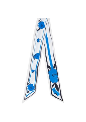 Marni White & Blue Floral Print Silk Bandeau Scarf