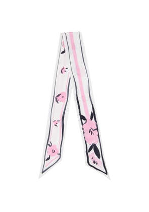 Marni White & Pink Floral Print Silk Bandeau Scarf