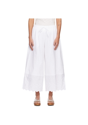Simone Rocha White Cropped Trim Easy Trousers