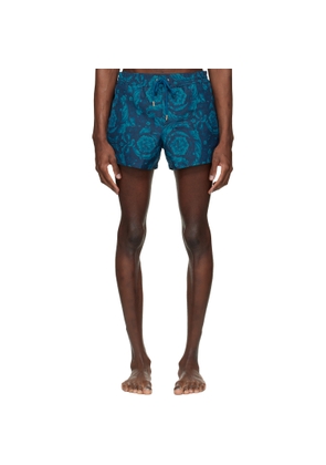 Versace Navy Baroque Swim Shorts