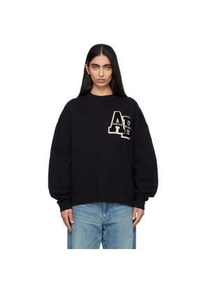 ANINE BING Black Miles Oversized Letterman Sweatshirt
