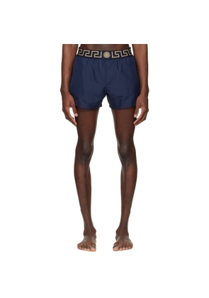 Versace Navy Greca Swim Shorts