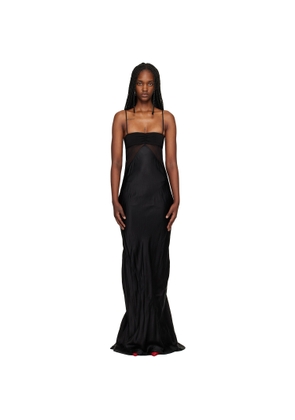 Rick Owens Black Temple Combo Slip Maxi Dress