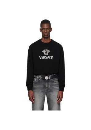 Versace Black Intarsia Cashmere Knit Sweater