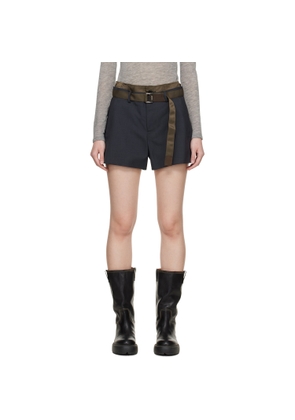 sacai Gray Suiting & Nylon Twill Shorts