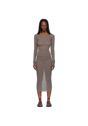 Rick Owens Gray Temple Rib LS Midi Dress