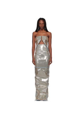 Rick Owens Blue & Beige Temple Prong Denim Maxi Dress