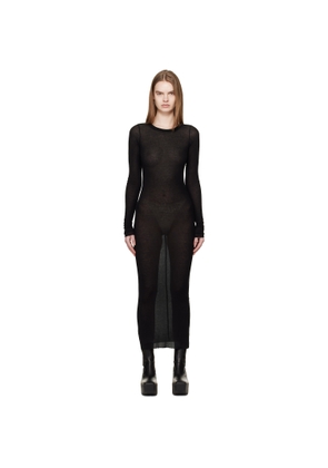 Rick Owens Black Temple Rib LS Midi Dress