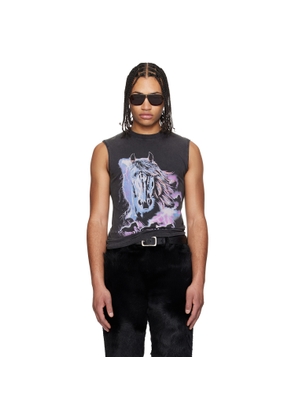 LU'U DAN Gray 'Year of the Horse' Sleeveless T-shirt