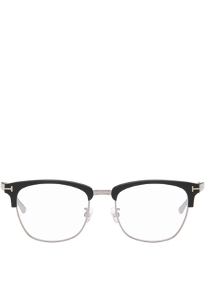 TOM FORD Black & Silver Blue Block Browline Blue Light Optical Glasses