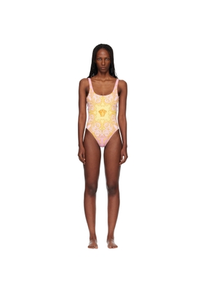 Versace Yellow & Pink Printed One-Piece Swimsuit