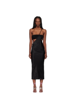 Rick Owens Black Temple Bias Strap Midi Dress