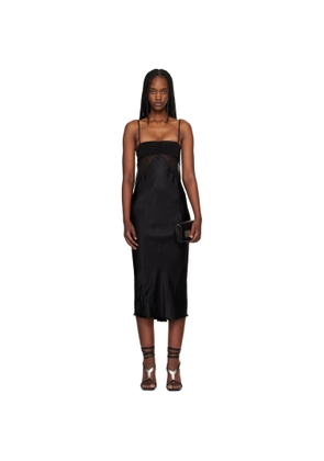 Rick Owens Black Temple Combo Slip Midi Dress