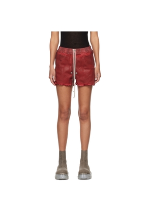 Rick Owens Red Gabe Denim Shorts