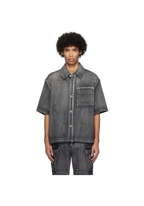 Solid Homme Black Hardware Denim Shirt