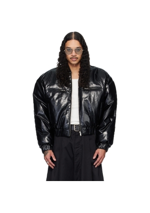 LU'U DAN Black Riot Faux-Leather Bomber Jacket